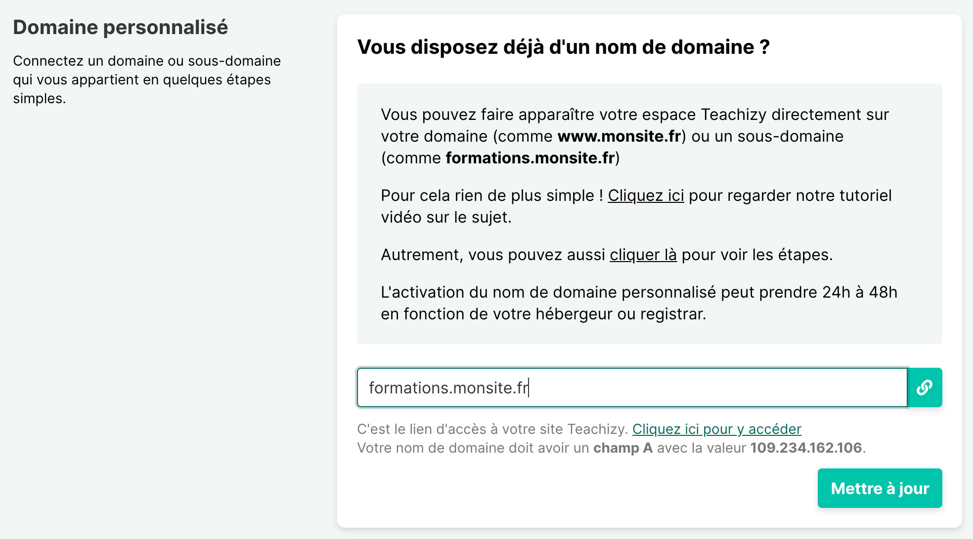 Nom de domaine personnalisé