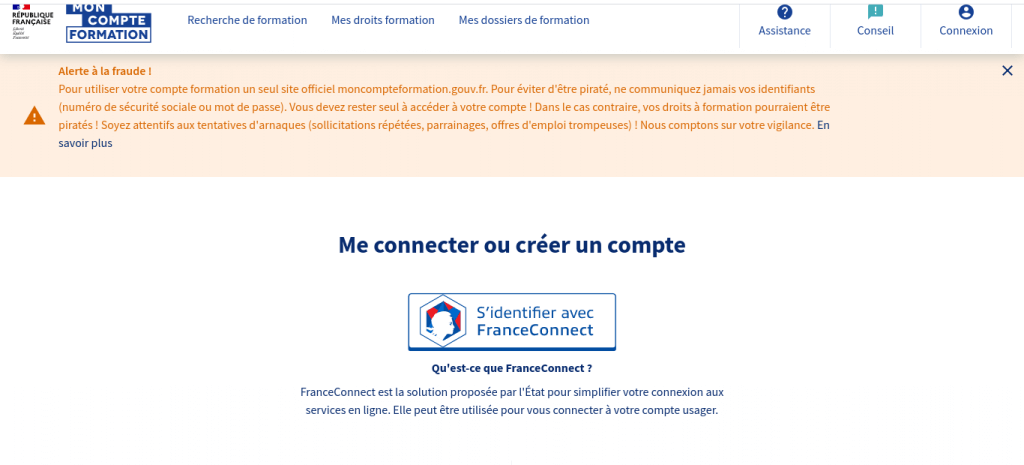 CPF : Se connecter à moncompteformation.gouv.fr