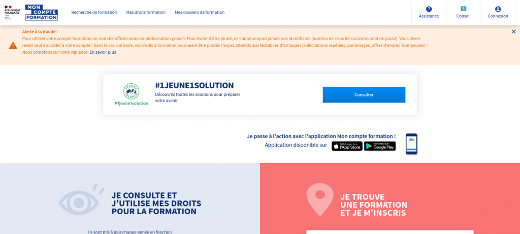 Site officiel moncompteformation.gouv