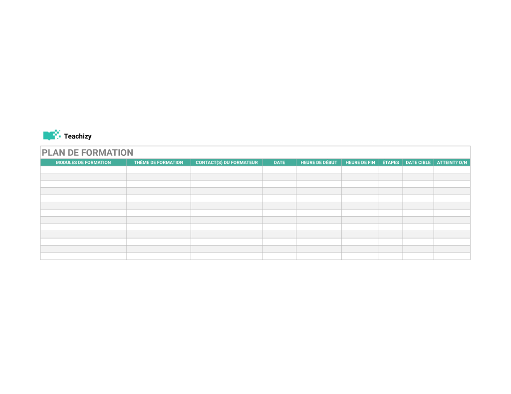 Modèle plan de formation