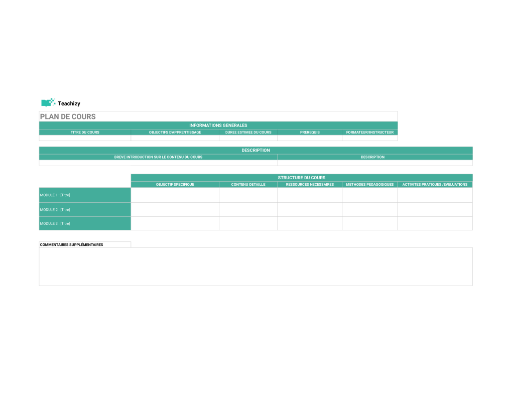 modèle plan de cours