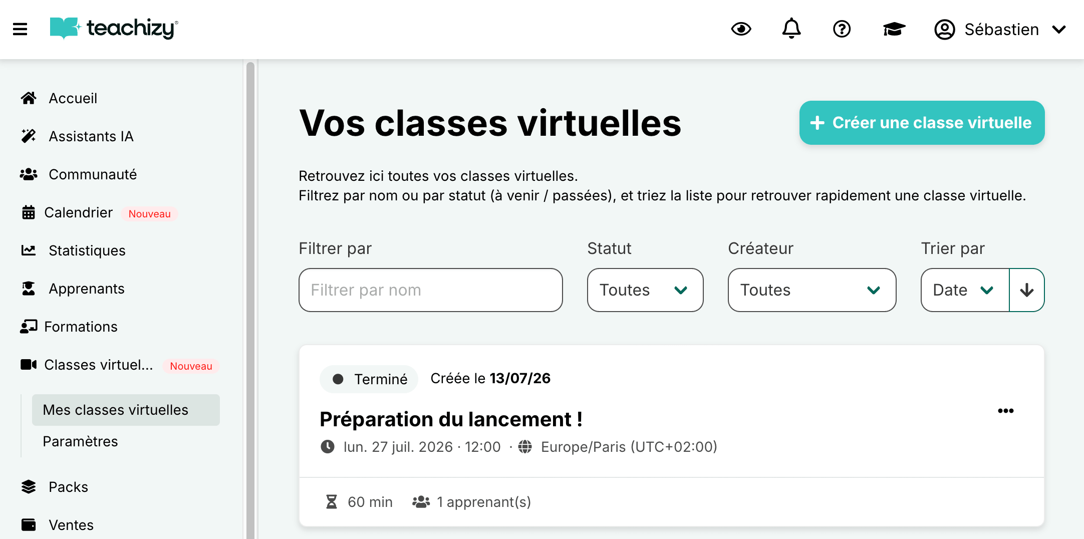 Classes virtuelles Teachizy