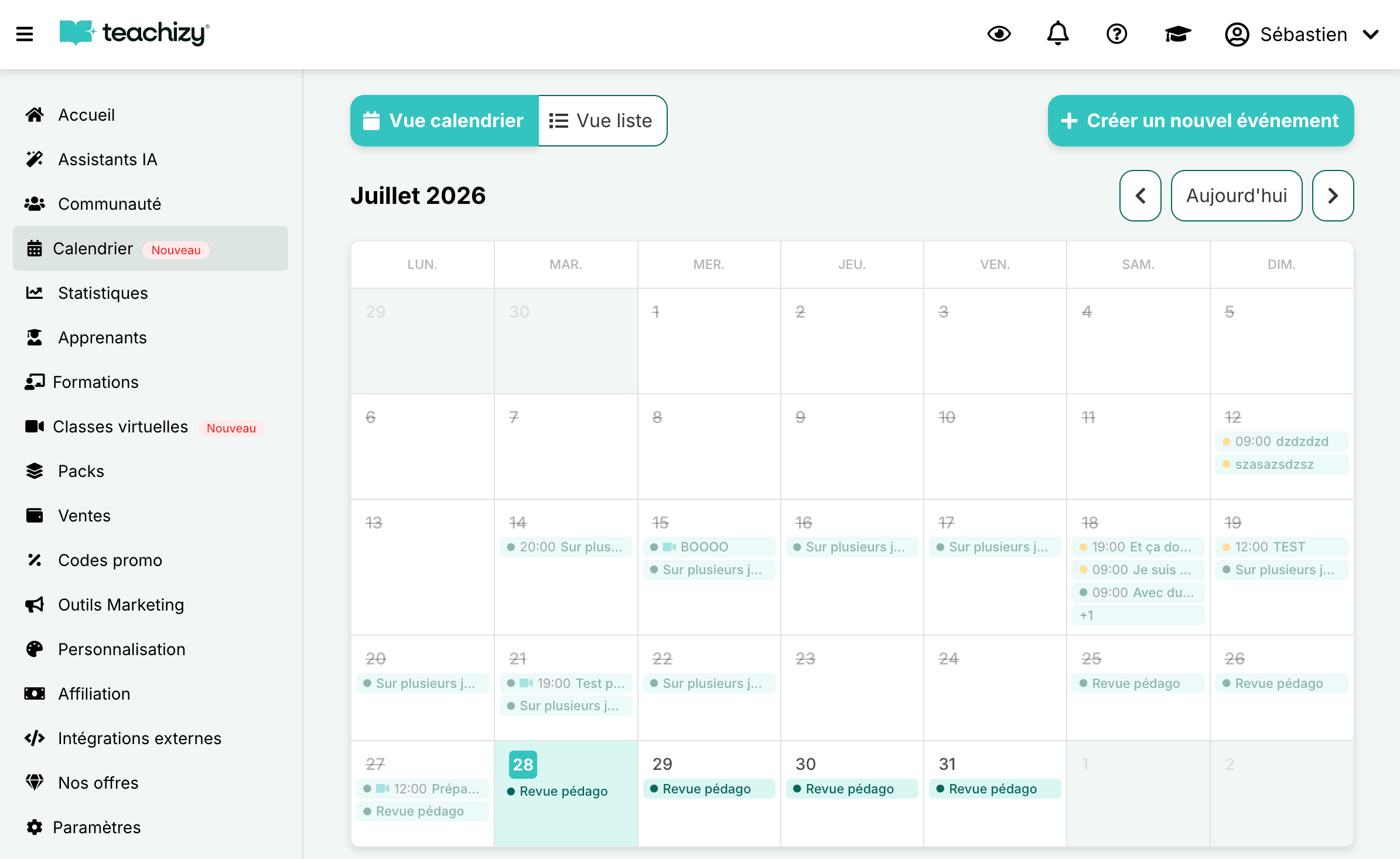 Calendrier Teachizy